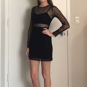 Black Lace Long Sleeved Mini Dress
